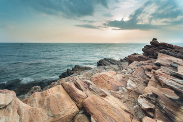 Beautiful silhouette sunset at tropical sea