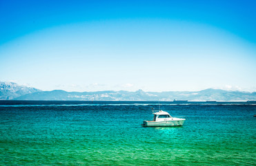 Fototapeta na wymiar Yachts on azure sea water