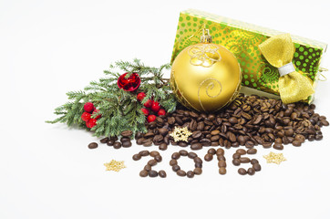 Новогодняя композиция с зёрнами кофе, 2015 год