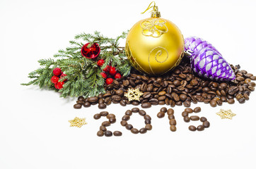 Новогодняя композиция с зёрнами кофе, 2015 год