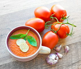 Bowl of tomato soup gaspacho
