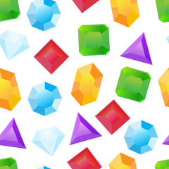 Seamless vector background with gems