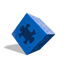 Cube Puzzle 008 - Blue & White