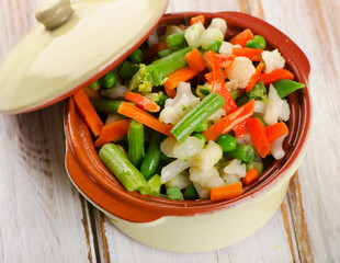 Vegetables in clay  bowl