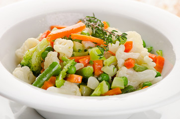 Vegetables in  white  bowl
