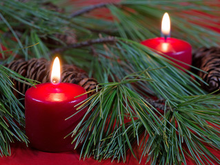 Obraz na płótnie Canvas Two Red Christmas Candles