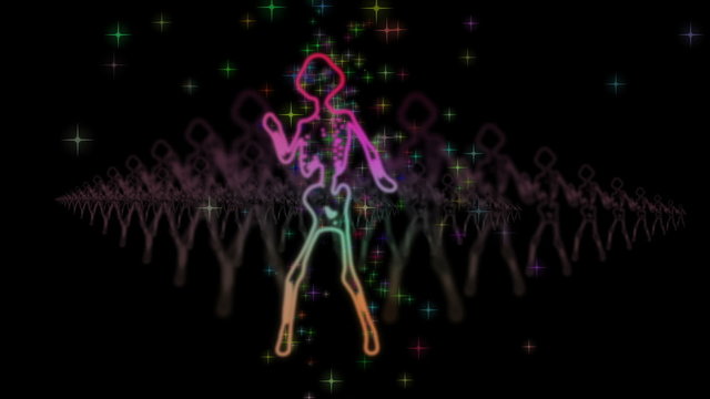 Dancing female skeleton girls colorful silhouettes
