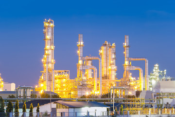 Plakat Oil gas refinery plant. May called petroleum, production or petrochemical plant. Industrial factory construction from engineering technology with steel pipe, pipeline, tank. Business for power energy.