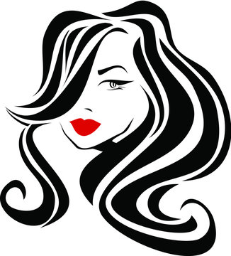 Woman with red lips beauty icon