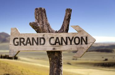 Grand Canyon wooden sign with a desert background