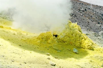 Printed kitchen splashbacks Vulcano Sulfur of Ebeko  Volcano, Paramushir Island, Kuril Islands, Russ