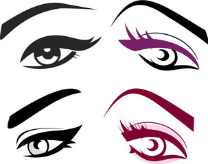 Beautiful girls eyes and lashes set