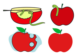 Creepy Worm with Apples Vector