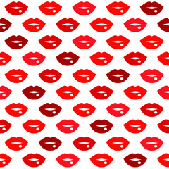 Cute fun red lips kiss seamless pattern