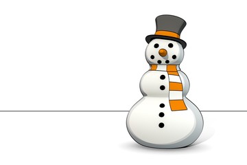 little sketchy snowman with tophat and striped scarf