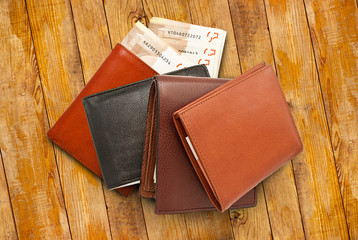 Several leather wallet
