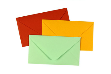 colorful envelopes on white background