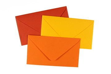 colorful envelopes on white background