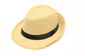 Summer straw hat isolated on white