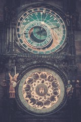 Clocks on a bell tower in Prague