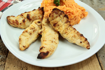 aiguillette de poulet et purée