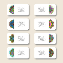 Fototapeta na wymiar collection of ornamental floral business cards, oriental pattern
