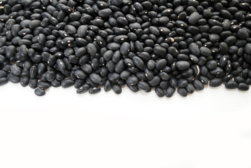 Dry Black Beans Isolated on White with Copy Space