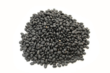 Pile of Dried Black Beans Over White