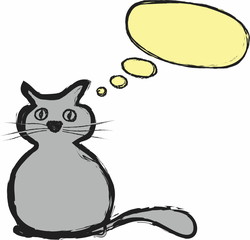 doodle cat and speech bubble
