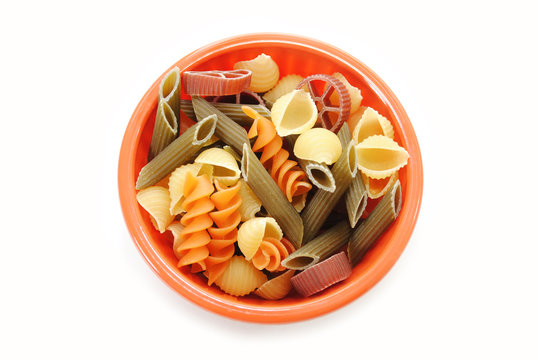 Uncooked Fancy Pasta Shapes in a Bowl
