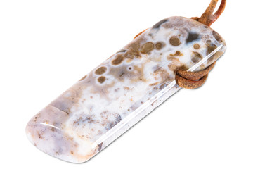 Precious gem on white background, ocean jasper