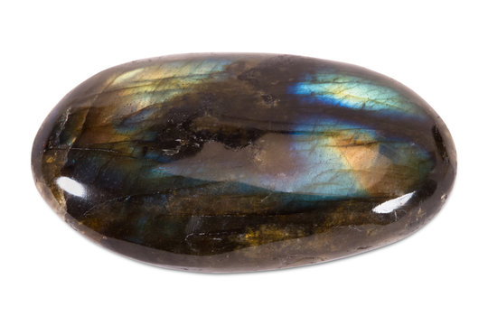 Precious gem on white background, labradorite