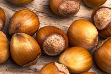 Filberts on a wooden table