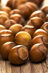 Filberts on a wooden table