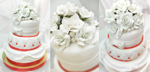Wedding cake on light background