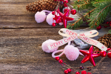 christmas decorations with  wool socks