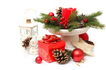 christmas decoration with red gift box