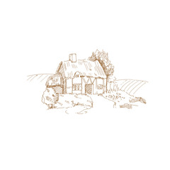 Hand drawn house sketch.