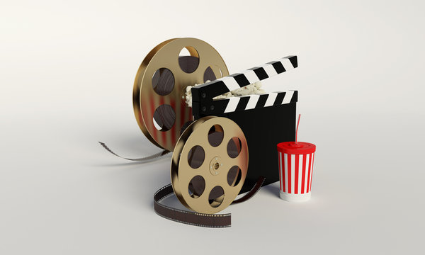 Film reel,popcorn,movie strip,disposable cup for beverages with