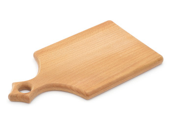 Brown chopping board isolated on white background