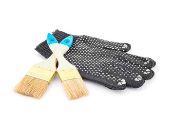 gloves and paint brush