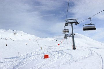 Fototapeta na wymiar Chairlift in Alps, Zillertal in Austria