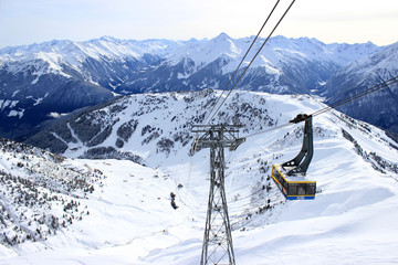 Gondola lift in Alps, Zillertal in Austria