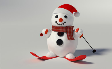 3d render of a snowman