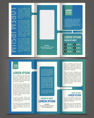 Vector empty trifold brochure blue design print template - 72424434