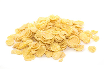 Corn flakes background on white
