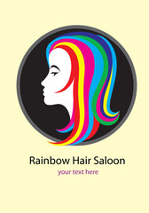 Rainbow hair saloon, art logo design