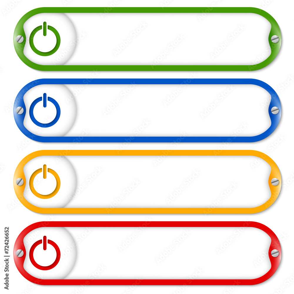 Poster four frames for entering text with screws and power button