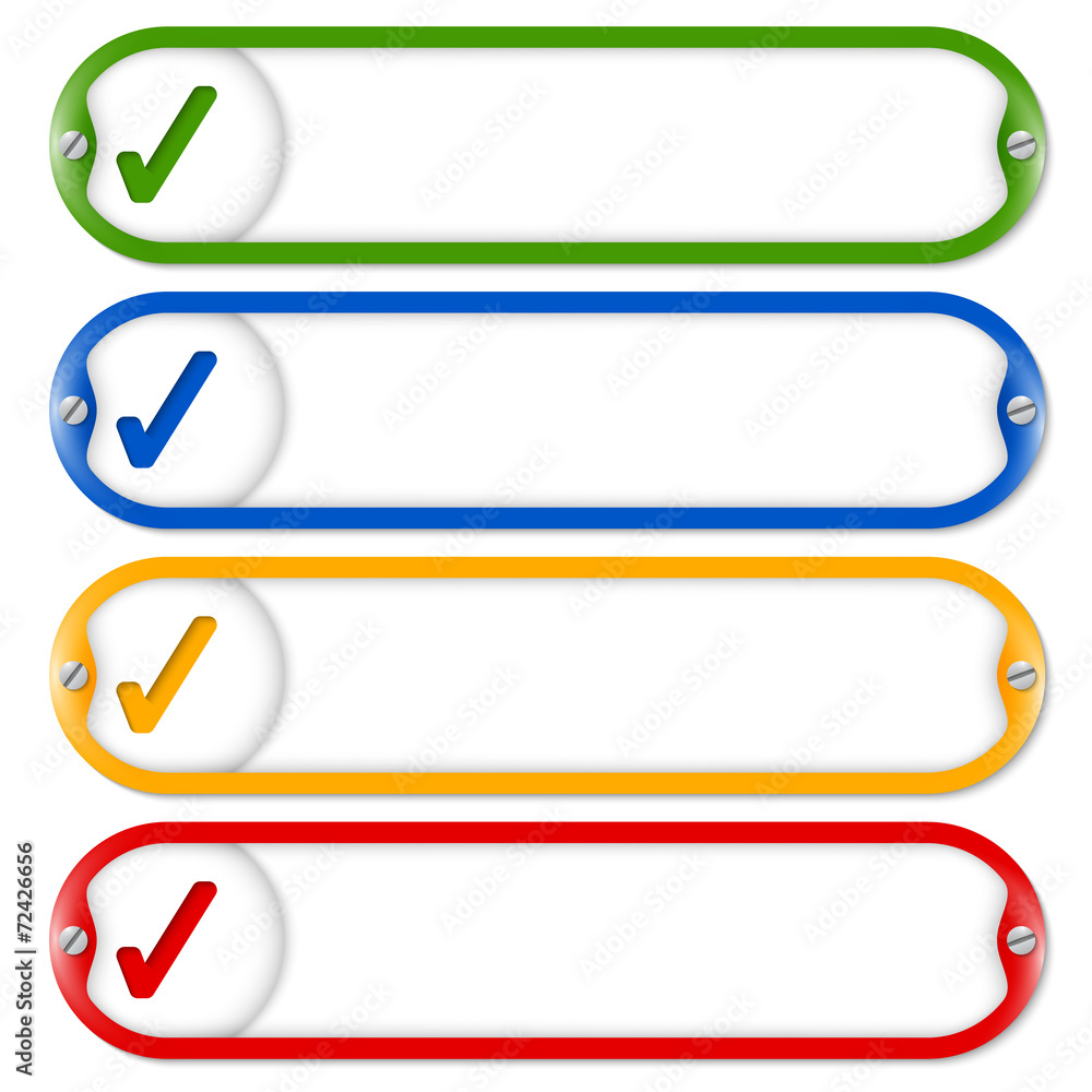 Poster four frames for entering text with screws and check box