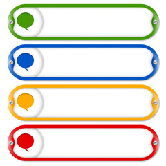 four frames for entering text with screws and speech bubble